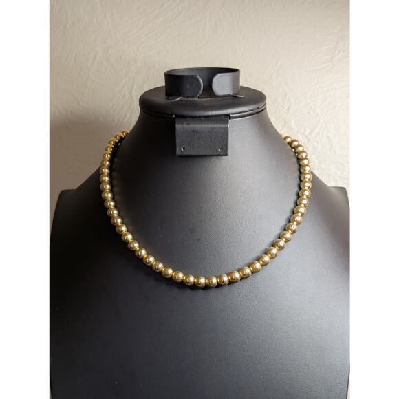 Vintage Gold Tone Wire Strung 8mm Beaded 18" Necklace - Picture 5 of 5